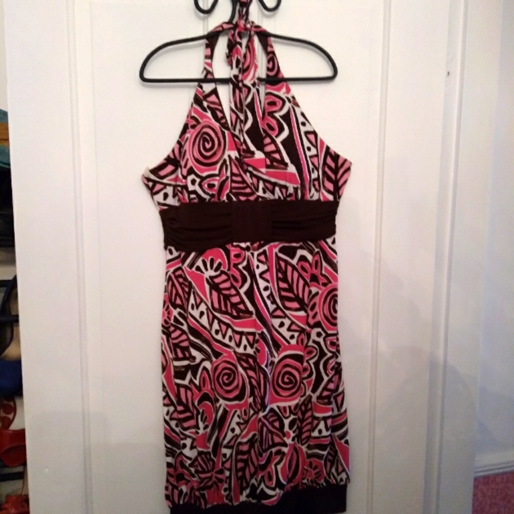 Speechless - Pink & Brown Halter Mini Dress